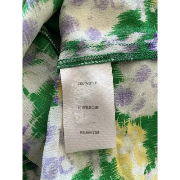 Rebecca Taylor 100% Silk Dress Sleeveless Green Purple Yellow Size 6 - Picture 5 of 6